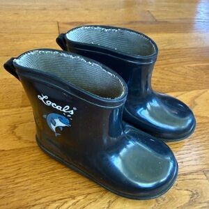 Kids Locals Black Rain Boots, size 4 toddler